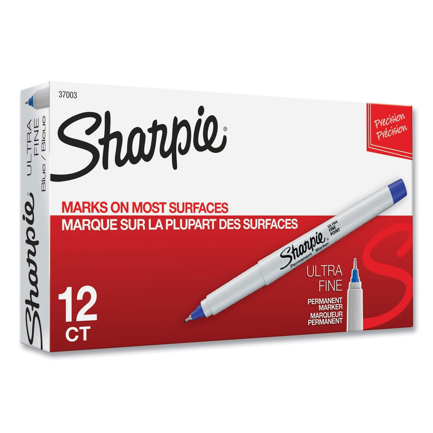 Sharpie Ultra Fine Tip Permanent Marker, Ultra-Fine Needle Tip, Blue, Dozen (37003)