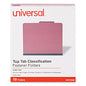 Universal Bright Colored Pressboard Classification Folders, 2" Expansion, 2 Dividers, 6 Fasteners, Letter Size, Ruby Red, 10/Box (UNV10303)