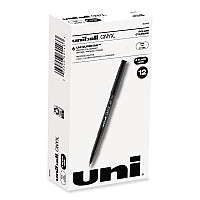 uni-ball ONYX Roller Ball Pen, Stick, Fine 0.7 mm, Black Ink, Black Barrel, Dozen (60143)
