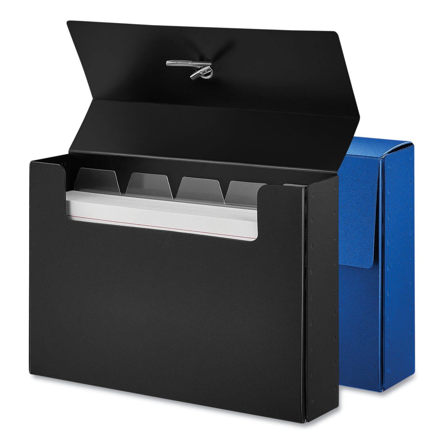 Universal Poly Index Card Box, Holds 100 3 x 5 Cards, 3 x 1.33 x 5, Plastic, Black/Blue, 2/Pack (UNV47304)