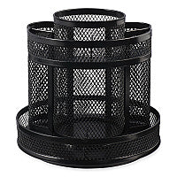 Universal Metal Mesh Rotating Desktop Organizer, 8 Compartments, Metal Mesh, 6.5" Diameter x 6.13"h, Black (UNV20022)