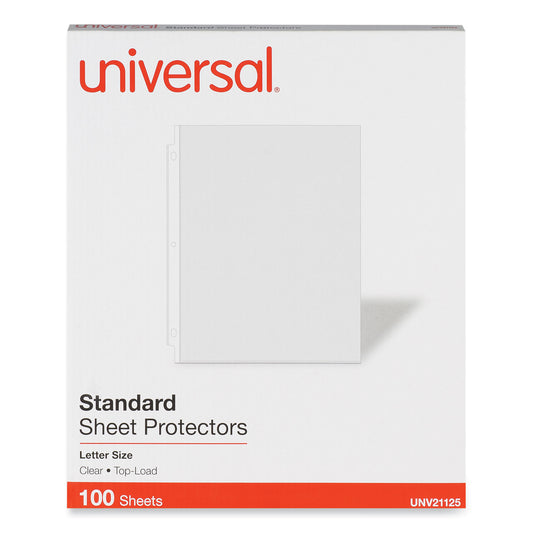 Universal Top-Load Poly Sheet Protectors, Standard, Letter, Clear, 100/Box (UNV21125)