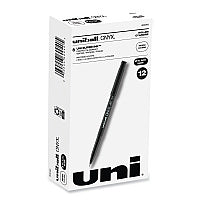 uni-ball ONYX Roller Ball Pen, Stick, Extra-Fine 0.5 mm, Black Ink, Black Barrel, Dozen (60040)