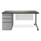 Alera Modern Teacher Series Pedestal Desk, Left-Side Pedestal: Box/Box/File, 60" x 24" x 28.75", Charcoal Woodgrain/Gray (ALEMSD6024CH)