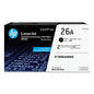 HP 26A, (CF226A) 2-Pack Black Original LaserJet Toner Cartridge (CF226AD)