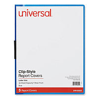 Universal Clip-Style Report Cover, Clip Fastener, 8.5 x 11, Clear/Blue, 5/Pack (UNV20525)