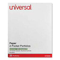 Universal Two-Pocket Portfolio, Embossed Leather Grain Paper, 11 x 8.5, Dark Blue, 25/Box (UNV56638)