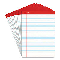 Universal Perforated Writing Pads, Wide Rule, 8.5" x 11.75", 50 Sheets, Dozen (UNV20630)