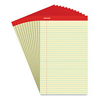 Universal Perforated Ruled Writing Pads, Wide/Legal Rule, Red Headband, 50 Canary-Yellow 8.5 x 14 Sheets, Dozen (UNV40000)