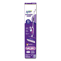 Swiffer PowerMop Starter Kit, 15.4 x 5.3 White/Purple Cloth Head, 26" Silver Aluminum Handle (07242)