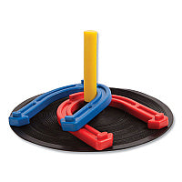 Champion Sports Indoor/Outdoor Rubber Horseshoe Set, 4 Rubber Horseshoes, 2 Rubber Mats, 2 Plastic Dowels (IHS1)