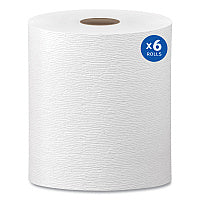 Kleenex Hard Roll Paper Towels with Premium Absorbency Pockets, 1-Ply, 8" x 600 ft, 1.75" Core, White, 6 Rolls/Carton (50606)