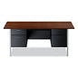 Alera Double Pedestal Steel Desk, 72" x 36" x 29.5", Mocha/Black, Chrome-Plated Legs (ALESD7236BM)