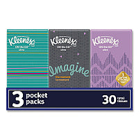 Kleenex On The Go Packs Facial Tissues, 3-Ply, White, 10 Sheets/Pouch, 3 Pouches/Pack, 36 Packs/Carton (11976)