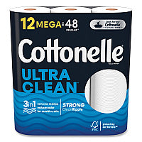 Cottonelle(R) Ultra Clean Toilet Paper, 1-Ply, 284 Sheets, 48 Rolls (55489)