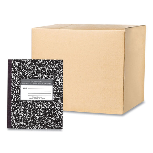 Roaring Spring Flexible Cover Composition Notebook, Wide/Legal Rule, Black Marble Cover, (100) 8.5 x 7 Sheets, 144/Carton (77331CS)