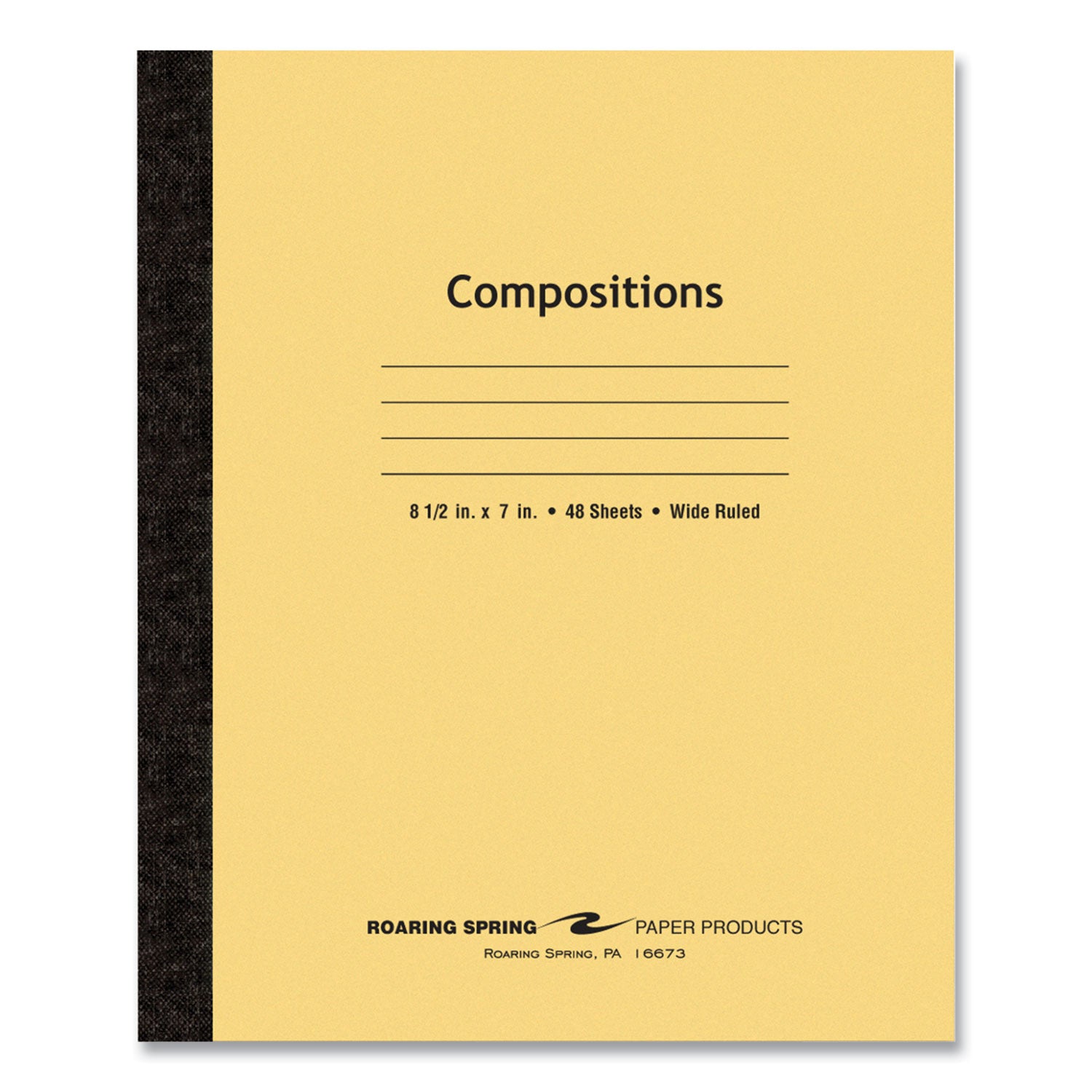 Roaring Spring Flexible Cover Composition Notebook, Wide/Legal Rule, Manila Cover, (48) 8.5 x 7 Sheets, 72/Carton (77308CS)
