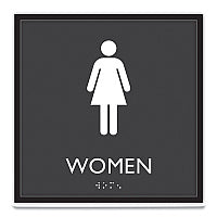 Headline ADA Sign, Women, Plastic, 8 x 8, Clear/White (66912)