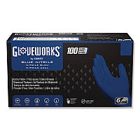 GloveWorks by AMMEX Heavy-Duty Industrial Nitrile Gloves, Powder-Free, Medium, 6 mil Thick, 9.5" Long, Royal Blue, 100/Box, 10 Boxes/Carton (GWRBN44100)