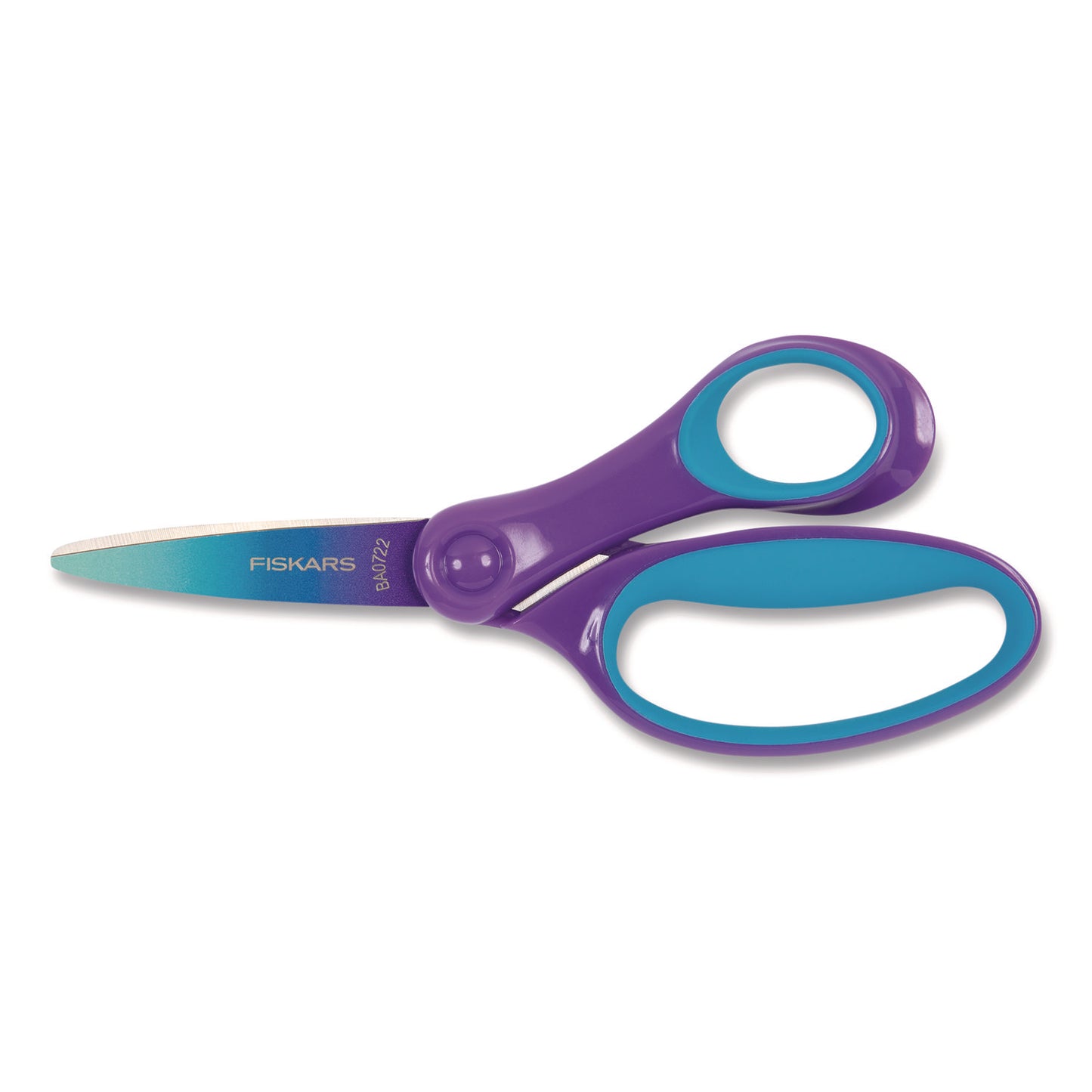 Fiskars Big Kid Ombre Scissors, Pointed Tip, 7.5" Long, 3.5" Cut Length, Straight Purple/Turquoise Handle (1067127)