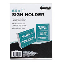 NuDell Clear Plastic Slanted L-Shaped Countertop Sign Holder, Side-Load, Horizontal/Vertical Orientation, 8.5 x 11 Insert (35485Z)