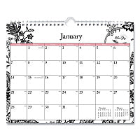 Blue Sky Analeis Wall Calendar, Floral Artwork, 11 x 8.75, White/Black/Coral Sheets, 12-Month (Jan to Dec): 2026 (100028)
