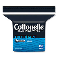 Cottonelle Fresh Care Flushable Cleansing Cloths, 1-Ply, 5 x 7.25, White, 168/Pack (41777PK)