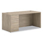HON 10500 Series Single Pedestal Desk, Left Pedestal: Box/Box/File, 66" x 30" x 29.5", Kingswood Walnut (105898LLKI1)