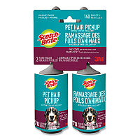 Scotch-Brite Pet Hair Pickup Lint Roller, 70 Sheets/Roller, 2/Pack (839RS70TP)