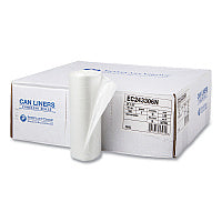 Inteplast Group High-Density Commercial Can Liners, 16 gal, 6 mic, 24" x 33", Natural, Perforated Roll, 50 Bags/Roll, 20 Rolls/Carton (EC243306N)