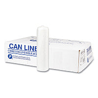 Inteplast Group High-Density Commercial Can Liners, 10 gal, 8 mic, 24" x 24", Natural, Interleaved Roll, 50 Bags/Roll, 20 Rolls/Carton (S242408N)