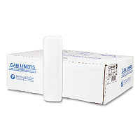 Inteplast Group High-Density Commercial Can Liners, 33 gal, 13 mic, 33" x 40", Clear, Interleaved Roll, 25 Bags/Roll, 20 Rolls/Carton (S334013N)
