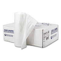 Inteplast Group High-Density Commercial Can Liners, 60 gal, 14 mic, 38" x 60", Clear, Interleaved Roll, 25 Bags/Roll, 8 Rolls/Carton (S386014N)