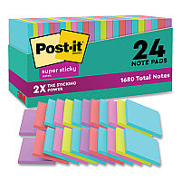 Post-it Pads in Supernova Neon Collection Colors, Cabinet Pack, 3" x 3", 70 Sheets/Pad, 24 Pads/Pack (65424SSMIACP)