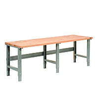 Global Industrial Standard Duty Butcher Block Top Adjustable Height Workbench, 2,000 lbs, 96 x 36 x 30.88 to 36.88, Maple/Gray (183179)