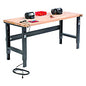 Global Industrial Standard Duty Butcher Block Top Adjustable Height Workbench, 2,000 lbs, 72 x 36 x 30.88 to 36.88, Maple/Black (183169BK)
