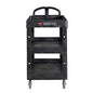 Rubbermaid Commercial BRUTE 3-Shelf Heavy-Duty Ergo Lipped Utility Cart, Resin, 3 Shelves, 600 lb Capacity, 25.24" x 44" x 47", Black (2196862)