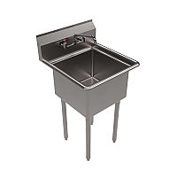 BK Resources Stainless Steel Sink and Faucet Bundle, Sink/Faucet/Faucet Mounting Kit/Drain, 18" L x 18" W x 14" D (BKS11812PG)
