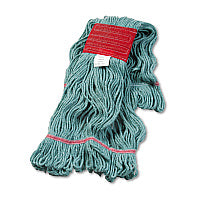 Boardwalk Super Loop Wet Mop Head, Cotton/Synthetic Fiber, 5" Headband, Large Size, Green, 12/Carton (BWK503GNCT)
