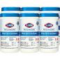 Clorox Healthcare Bleach Germicidal Wipes, 1-Ply, 6 x 5, Unscented, White, 150/Canister, 6 Canisters/Carton (30577CT)