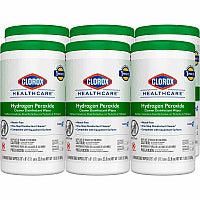 Clorox Healthcare Hydrogen Peroxide Cleaner Disinfectant Wipes, 9 x 6.75, Unscented, White, 95/Canister, 6 Canisters/Carton (30824)
