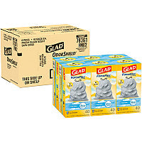 Glad ForceFlex Kitchen Drawstring Trash Bags, 13 gal, Fresh Clean Scent, 24" x 27.38", White, 40 Bags/Box, 6 Boxes/Carton (78361)