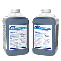 Diversey Virex II 256 Disinfectant Cleaner Concentrate - 84.5 fl oz (2.6 quart) - Minty Scent - Deodorize, Non-porous, Deodorant - Blue - 2 / Carton (04329)