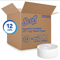Scott(R) Coreless Jumbo Jr. Toilet Paper Rolls, 1-Ply, 2300-ft., 12 Rolls (07005)