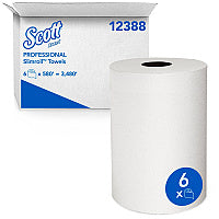 Scott Slimroll Towels, Absorbency Pockets, 8" x 580 ft, White, 6 Rolls/Carton (12388)