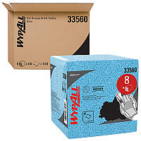 WypAll Power Clean Oil, Grease and Ink Cloths, 1/4 Fold, 12.5 x 12, Blue, 66/Box, 8 Boxes/Carton (33560)