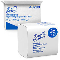 Scott(R) Hygienic Bath Tissue, 2-Ply, 250 Wipe Pack, 36 Packs (48280)