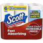 Scott(R) Kitchen Paper Towels, 1-Ply, 108 Sheet Roll, 12 Rolls White - Fiber Paper - 12 / Pack (56672)