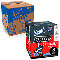 Scott Shop Towels, POP-UP Box, 1-Ply, 9 x 12, Blue, 200/Box, 8 Boxes/Carton (75190)