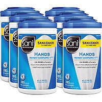 Hands Instant Sanitizing Wipes, 7.5 x 5, 300/Canister, 6/Carton (P92084CT)